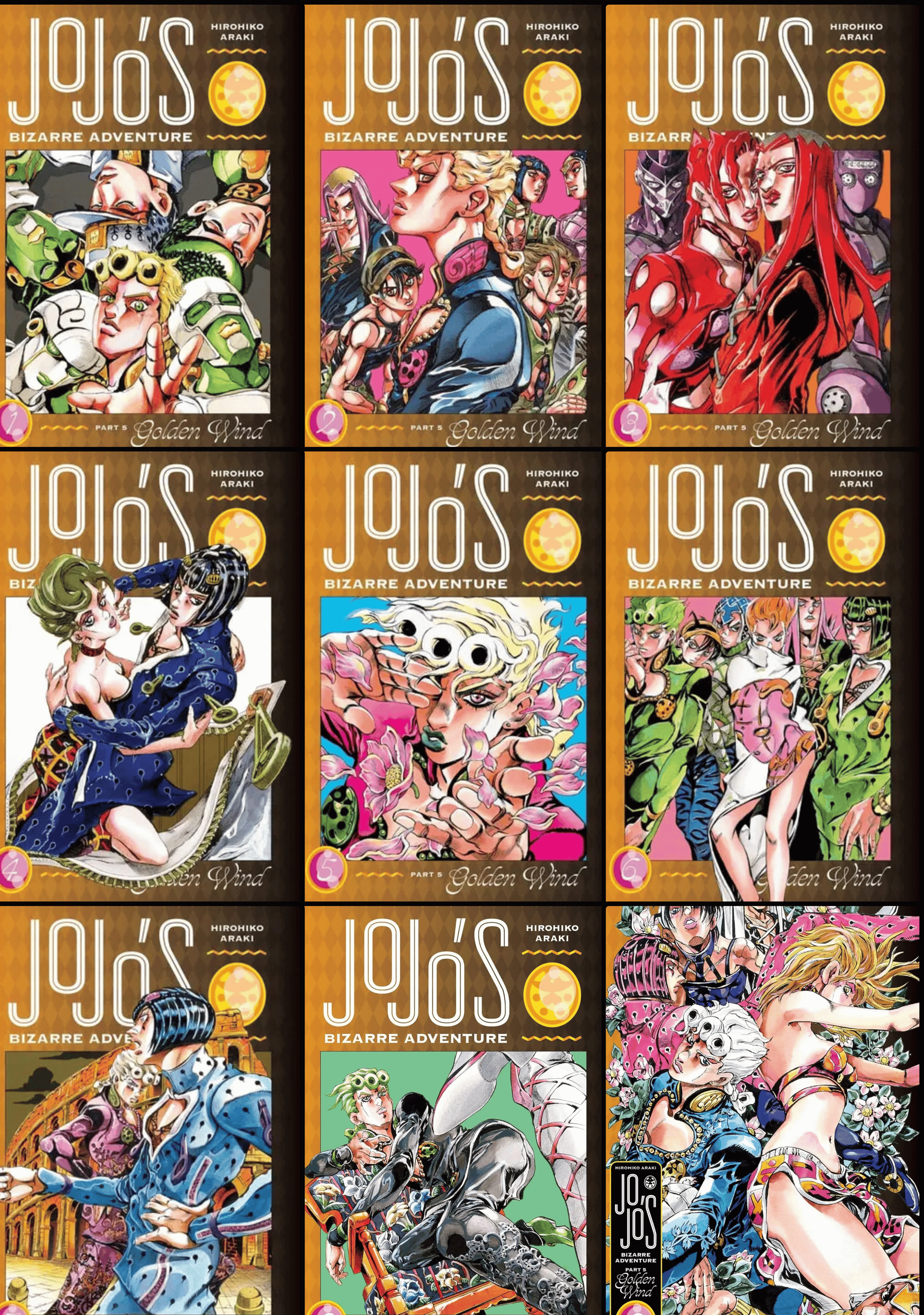 JoJo's Bizarre Adventure: Part 5--Golden Wind, Complete Manga Set (Vols. 1-9)