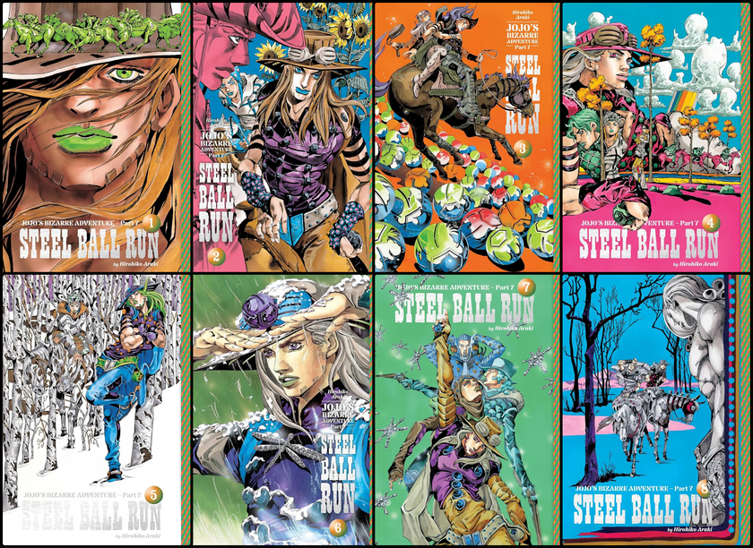 JoJo's Bizarre Adventure: Part 7--Steel Ball Run, Manga Set (Vols. 1-8)