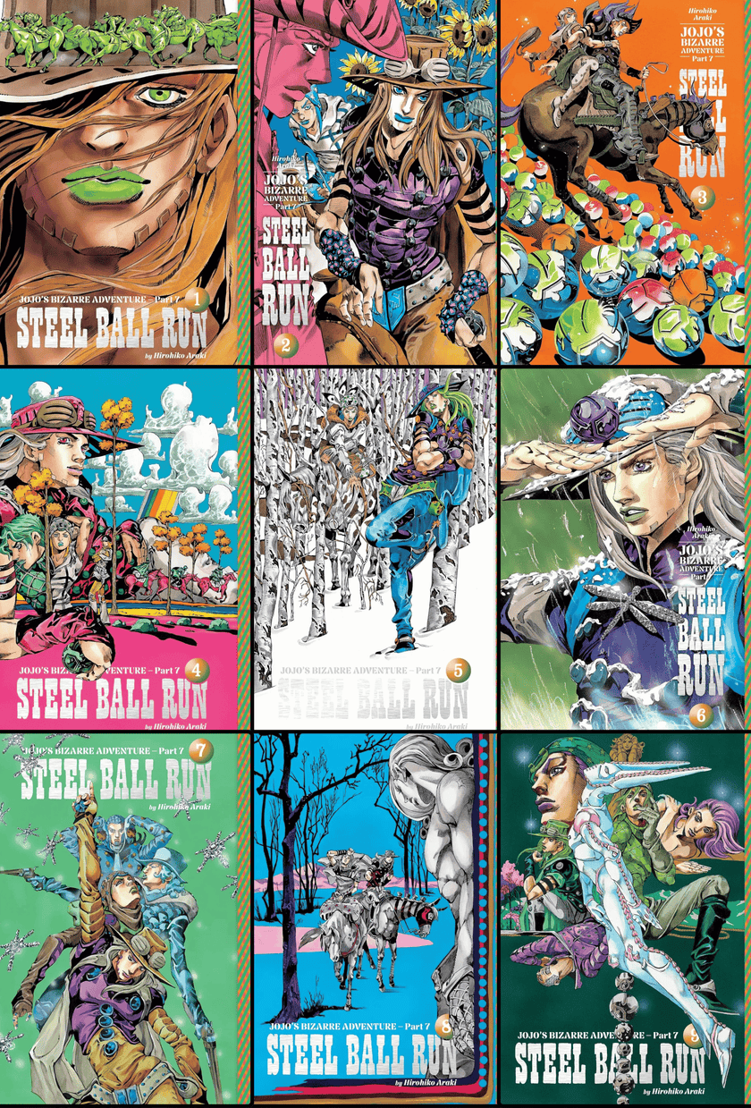 JoJo's Bizarre Adventure: Part 7--Steel Ball Run, Manga Set (Vols. 1-9)