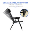 Outsunny Dual Camping Delight: Double Foldable Reclining Camping Chairs with Headrest, Black
