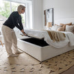 Watkins Platform Tall Headboard Upholstered Storage Bed - Cream