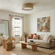 JUTE Natural Flush Mount Ceiling Light for Bedroom, Hallway & Living Room
