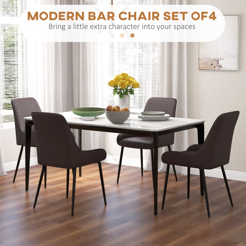 Blake Vegan Leather Modern Dining Chairs with Diamond Tufting-Set of 4-Brown