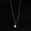 KADIRI Silver:  Solitaire Zirconia Charm Pendant on a Beaded Chain Necklace