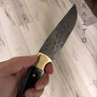 Couteau de boucher Kaito en acier damassé, lame de 4 pouces avec étui en cuir original.
