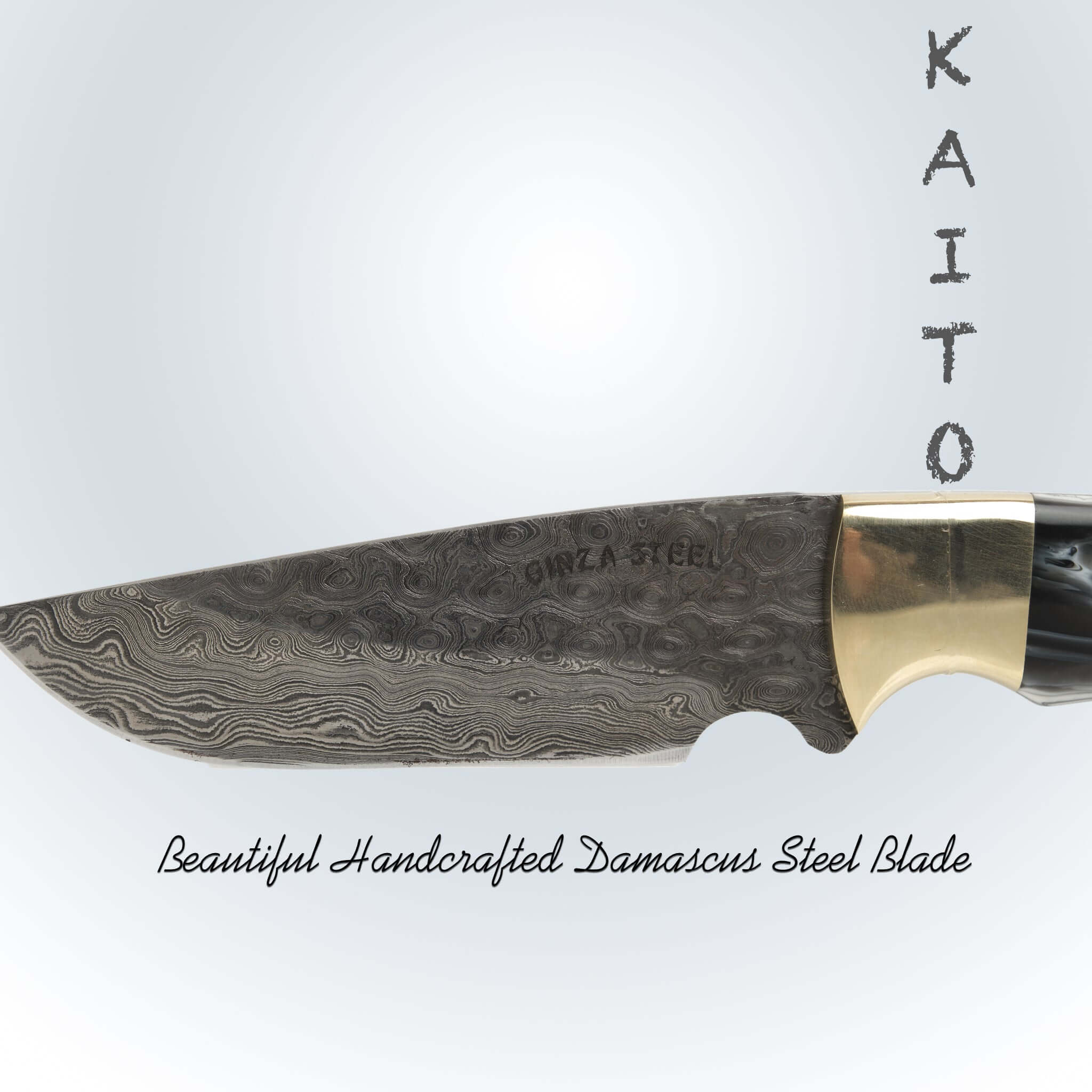 Couteau de boucher Kaito en acier damassé, lame de 4 pouces avec étui en cuir original.