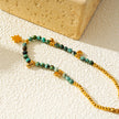 KAVYA LG: Blue Turquoise Stones with Gold Beads & Charms Chain Anklet