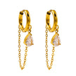 KAZUKA: Hoop Earrings with Pear-Shaped Zirconia Charm and Dainty Chain