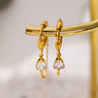 KAZUKA: Hoop Earrings with Pear-Shaped Zirconia Charm and Dainty Chain