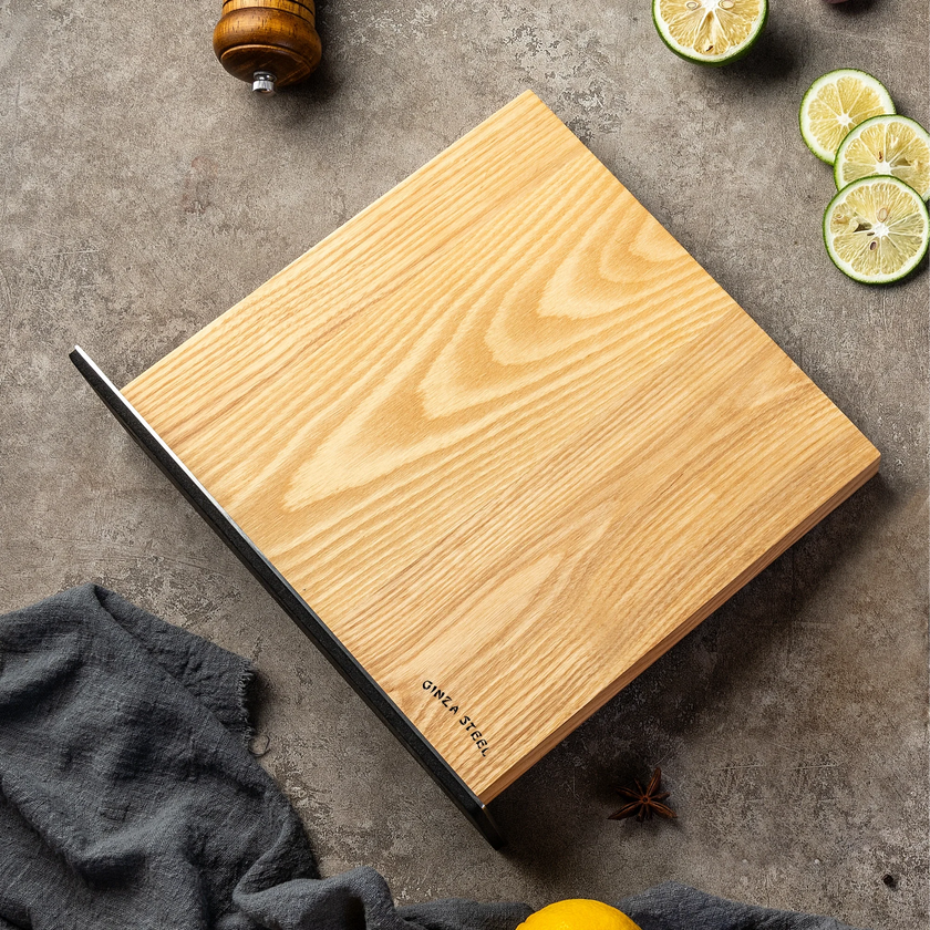 Ginza Steel Magnetic Wood Block – Ash Wood with Metal Base