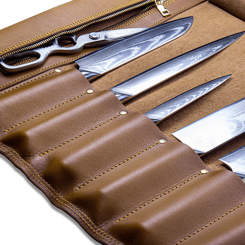 Ginza Steel Full Grain Leather | Vagabond Knife Roll