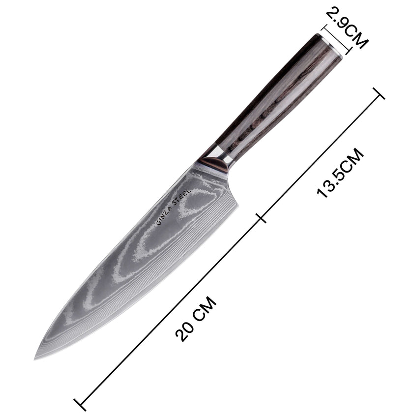 LUCIA 20 | Chef Knife 8Cr18Mov Steel Core / Pakka wood handle