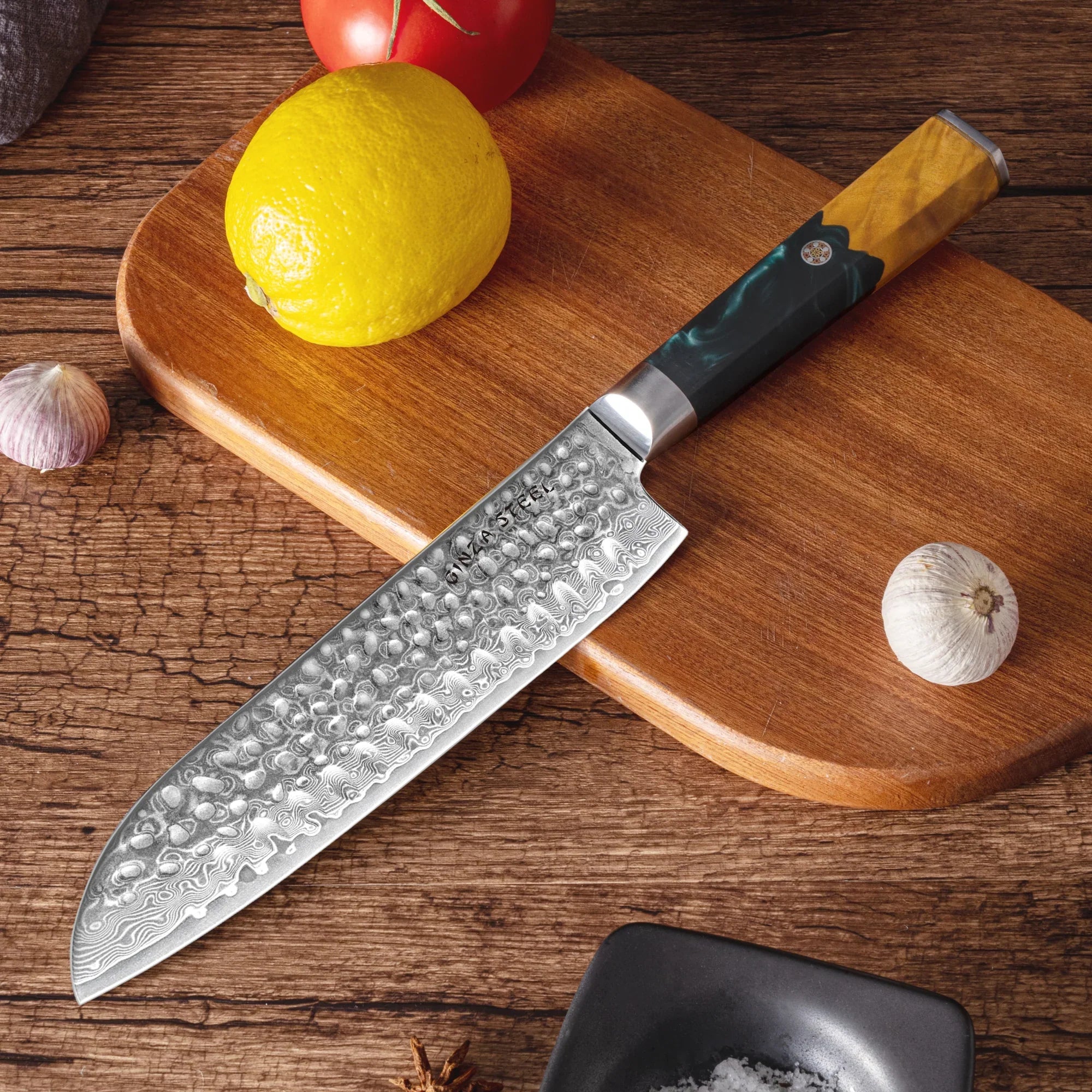 Kaze Katana Santoku Knife 7″ | Damascus Steel by Ginza Steel
