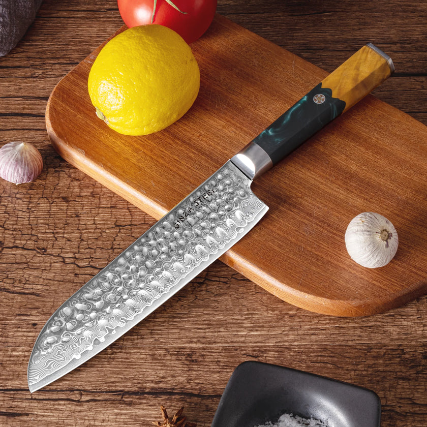 Kaze Katana – 7-Inch Santoku Knife, Damascus VG10 Steel, 67 Layers