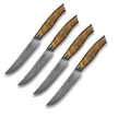 Ginza Steel AMELIA Five – 4-Piece VG10 Damascus Steel Steak Knife Set with Wood Block
