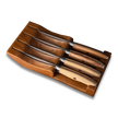 Ginza Steel AMELIA Five – 4-Piece VG10 Damascus Steel Steak Knife Set with Wood Block