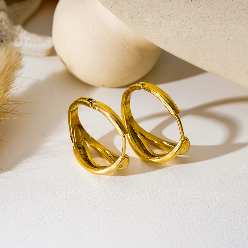 KEIKO : Boucles d'oreilles à double anneau en or