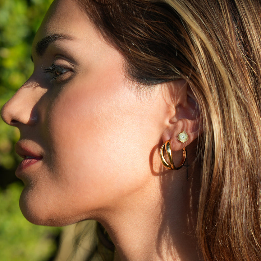 KEIKO : Boucles d'oreilles à double anneau en or