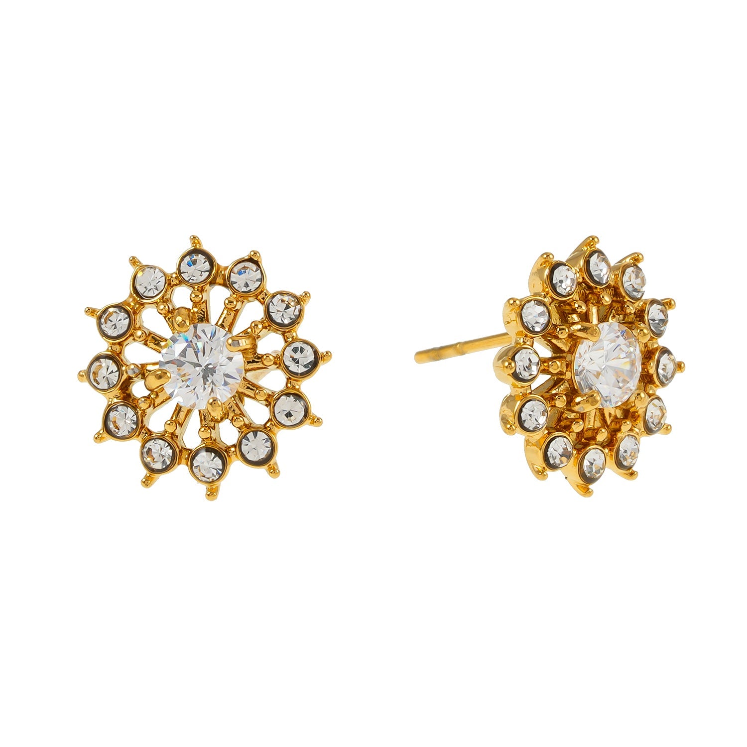 KERELA Gold : Boucles d'oreilles en forme d'étoile scintillante en zircone (CZ)