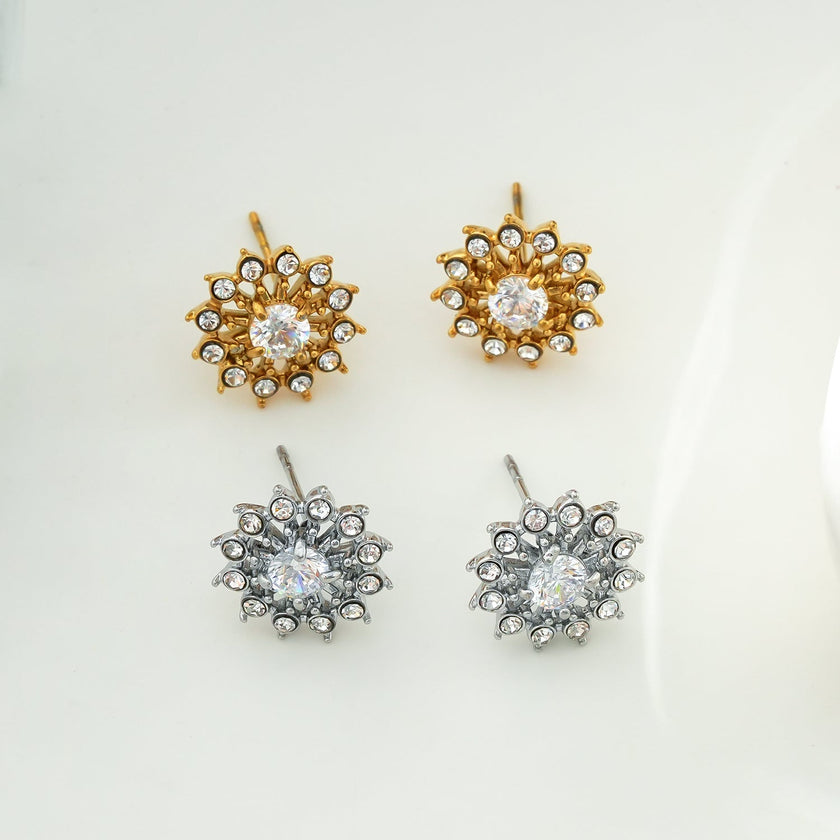 KERELA Gold : Boucles d'oreilles en forme d'étoile scintillante en zircone (CZ)