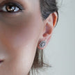 KERELA White Gold (Silver Toned): Shimmering Star Zirconia Stud Earrings