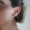 KERELA White Gold (Silver Toned): Shimmering Star Zirconia Stud Earrings
