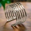 Six Strand Metal Cuff - Silver Colour