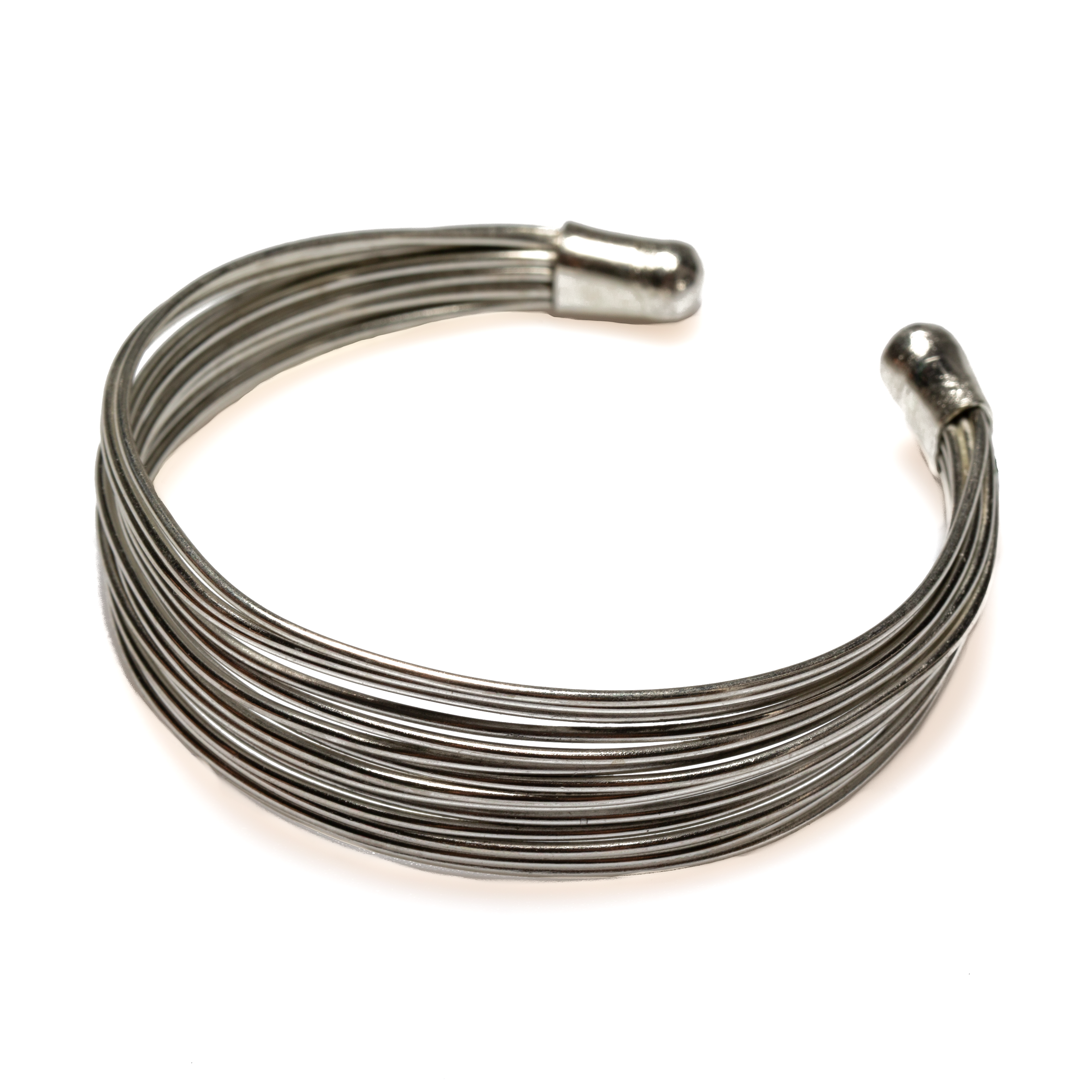 Multi Strand Wire Metal Cuff - Silver Colour
