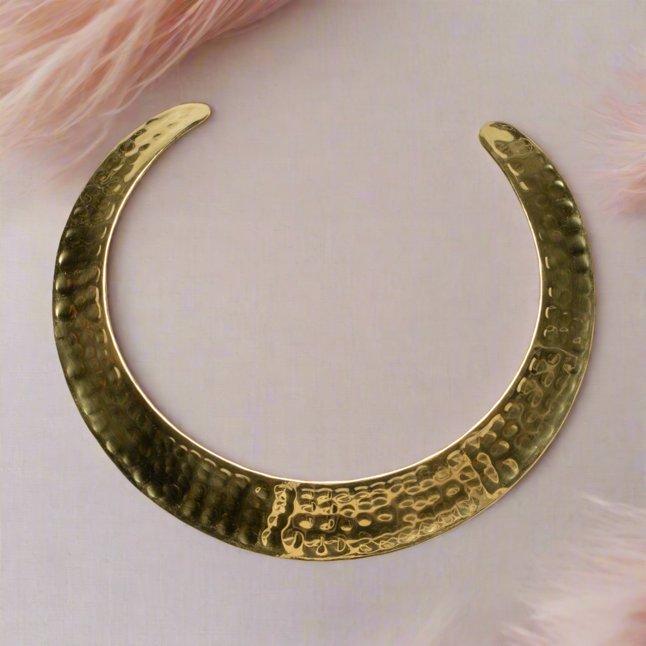 Beaten Metal Collar Necklace - Gold Colour