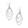 Triple Oval Metal Earrings - Silver Colour