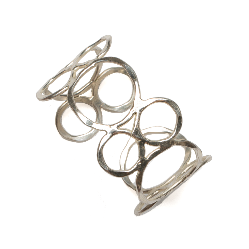 Open Circles Metal Cuff - Silver Colour