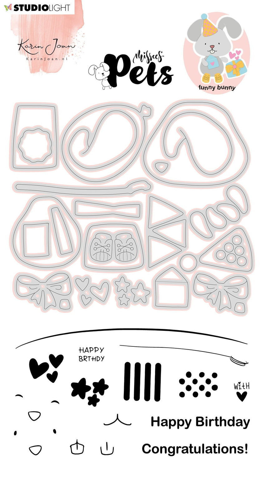 KJ Stamp & Cutting Die Building Pets Bunny Missees By Karin Joan 105x148mm nr.05