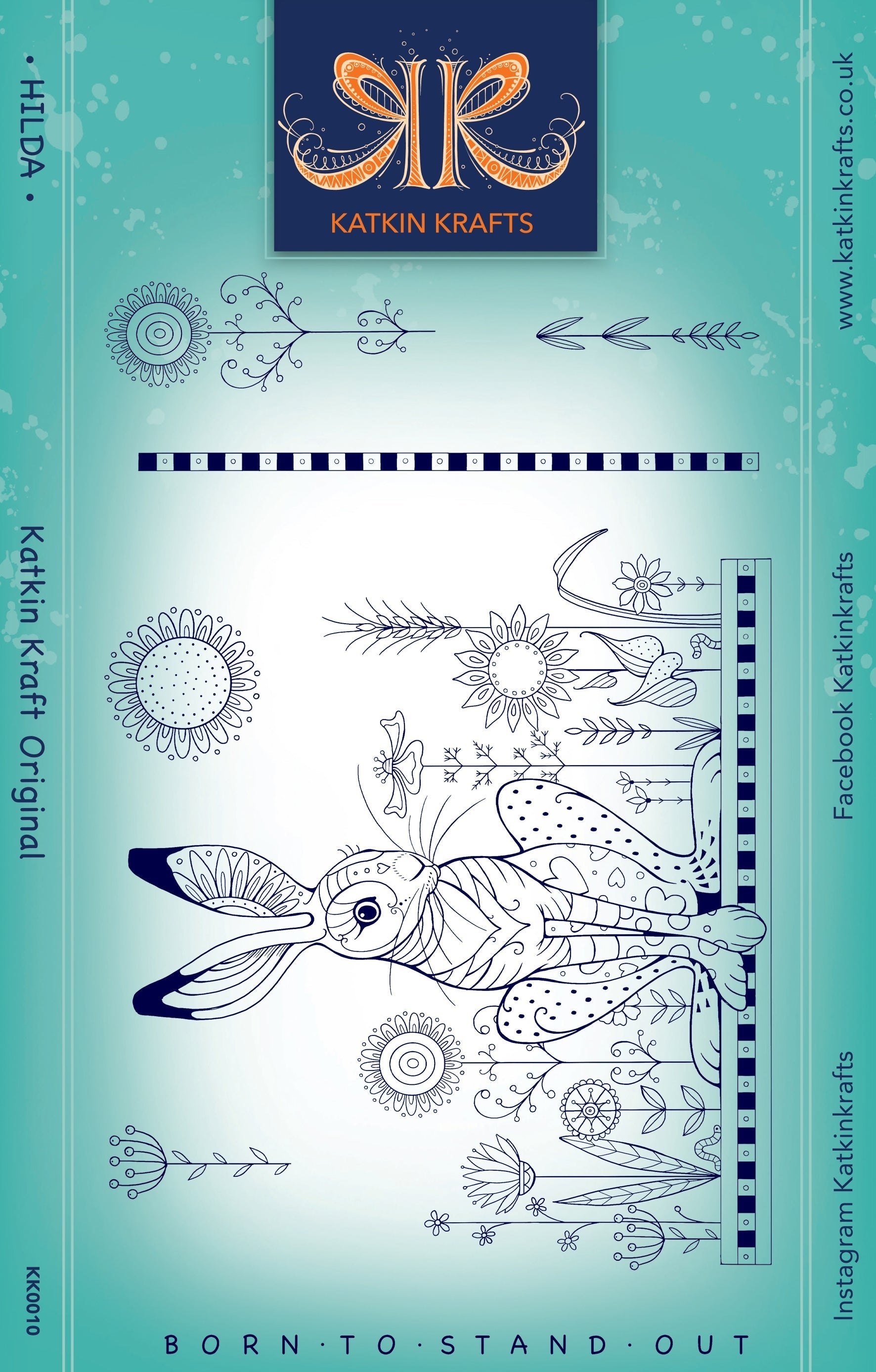 Katkin Krafts Hilda 6 in x 8 in Clear Stamp Set