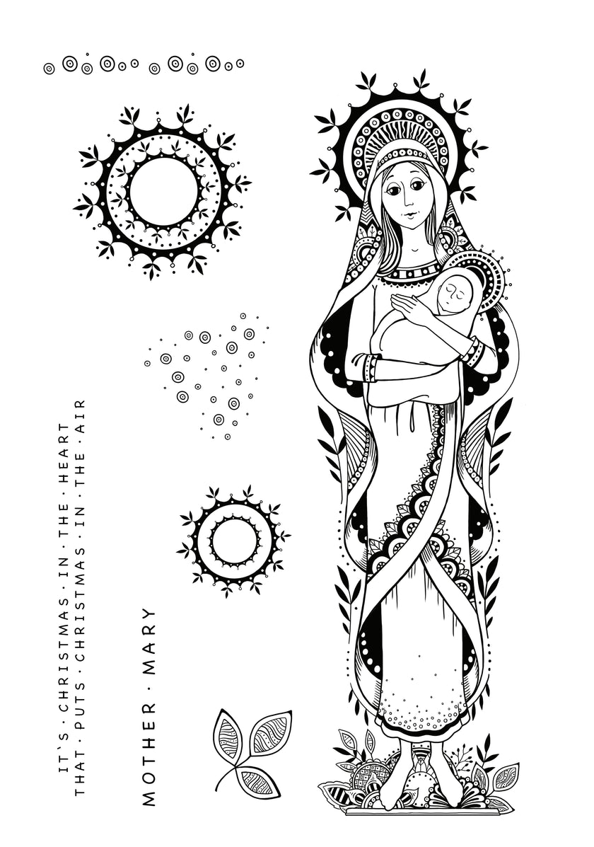 Katkin Krafts Mother Mary 6 in x 8 in Clear Stamp Set