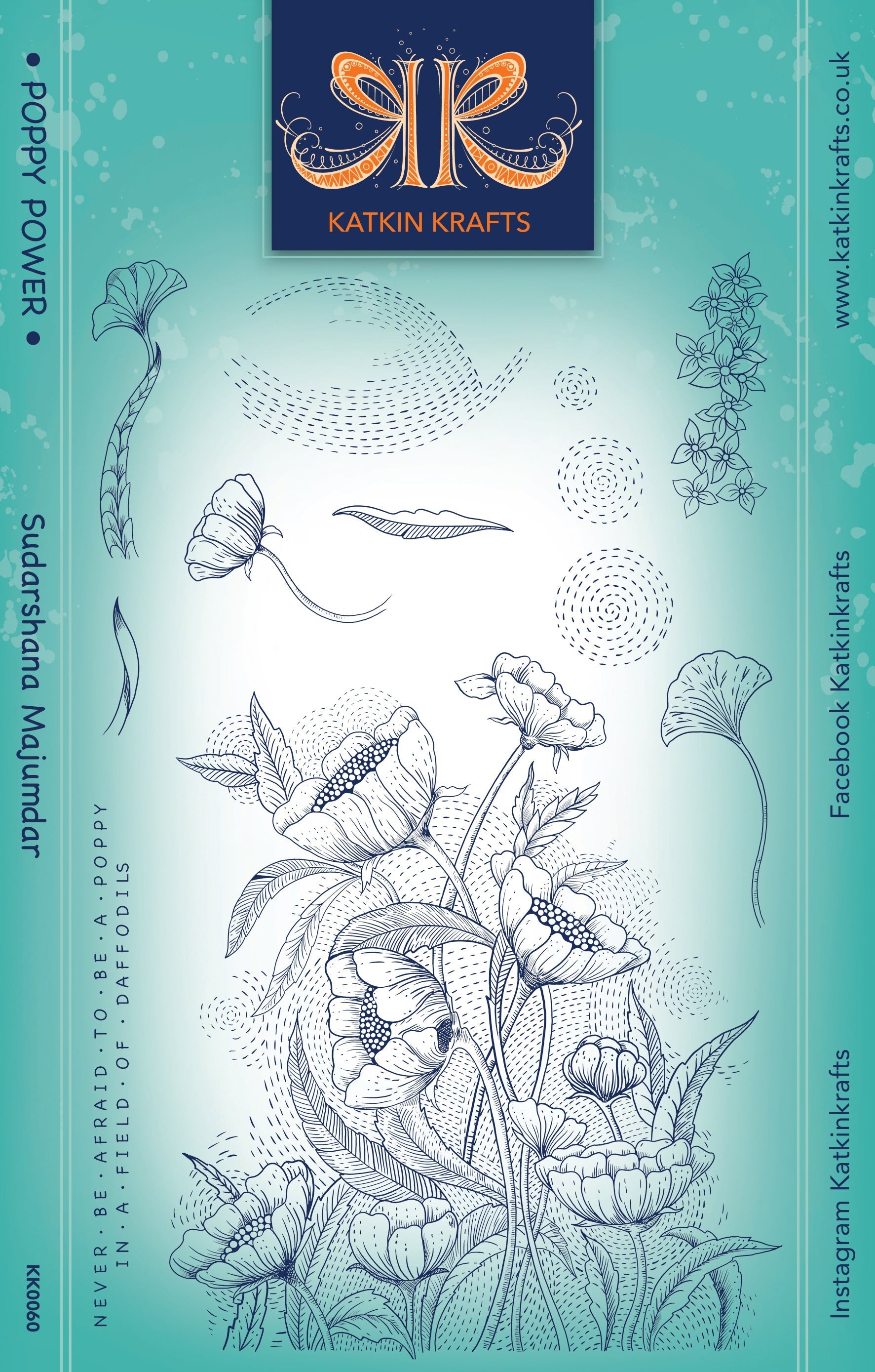 Katkin Krafts Poppy Power 6 in x 8 in Clear Stamp Set
