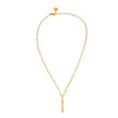 Style KORATIA : Collier minimaliste avec chaîne à maillons plats et pendentif barre en or incrusté de zircone.