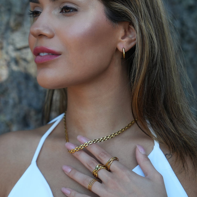 Style KOVVUR: Retro Twin Chain Necklace in Gold