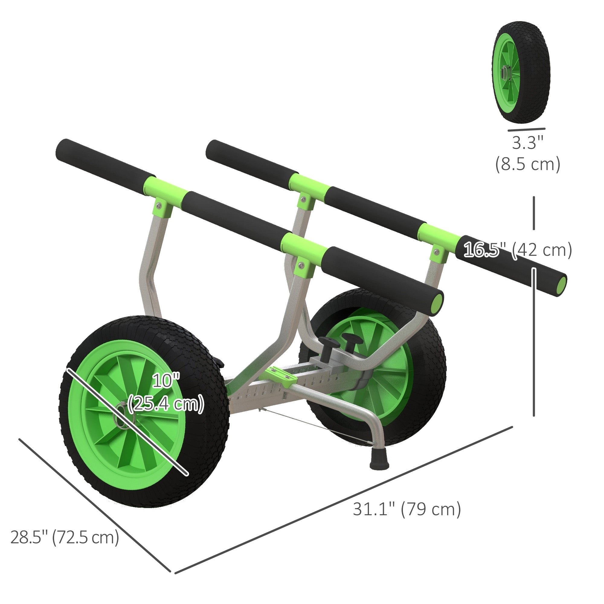 Soozier Kayak Cart Dolly with Adjustable Width and Flat-Free Wheels, Aluminum Frame, for Kayaks, Canoes, Paddleboards