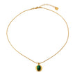 KRISTOS: Vintage Inspired Snake Skin Chain anchoring a Malachite Oval Pendant