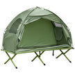 Outsunny Pop Up Camping Cot Tent Combo Set Portable Folding Outdoor Elevated Bed Dark Green