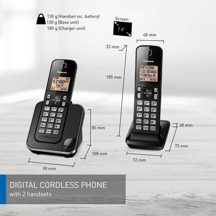 PANASONIC 2 Handset Cordless Phone - Refurbished with Home Essentials warranty -  KX-TGC382