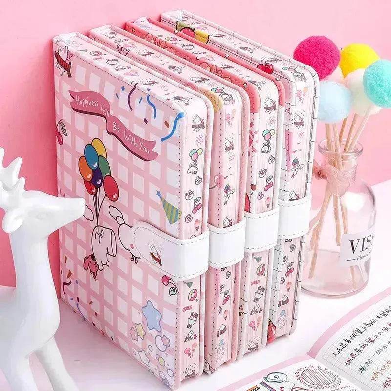 Kaba Bear Hippo Small White Magnetic Buckle Notebook Portable Notebook Girl Heart Creative Cute Hand Book
