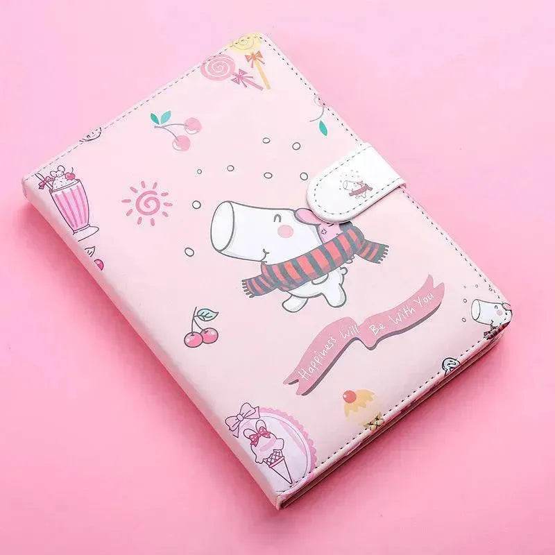 Kaba Bear Hippo Small White Magnetic Buckle Notebook Portable Notebook Girl Heart Creative Cute Hand Book