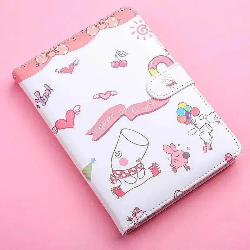 Kaba Bear Hippo Small White Magnetic Buckle Notebook Portable Notebook Girl Heart Creative Cute Hand Book