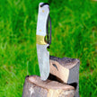 Couteau de boucher en acier damassé Kaito original, lame de 4 pouces avec étui en cuir de première qualité.