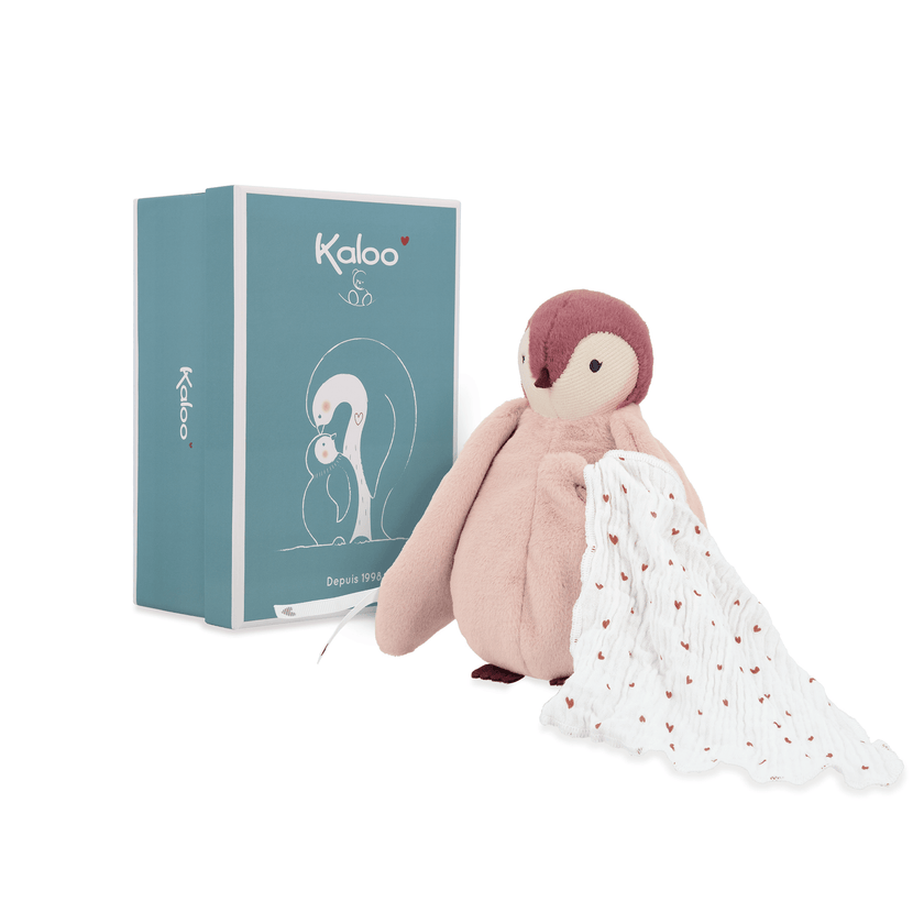 Kaloo - Pingouin en peluche qui fait des bisous - Rose
