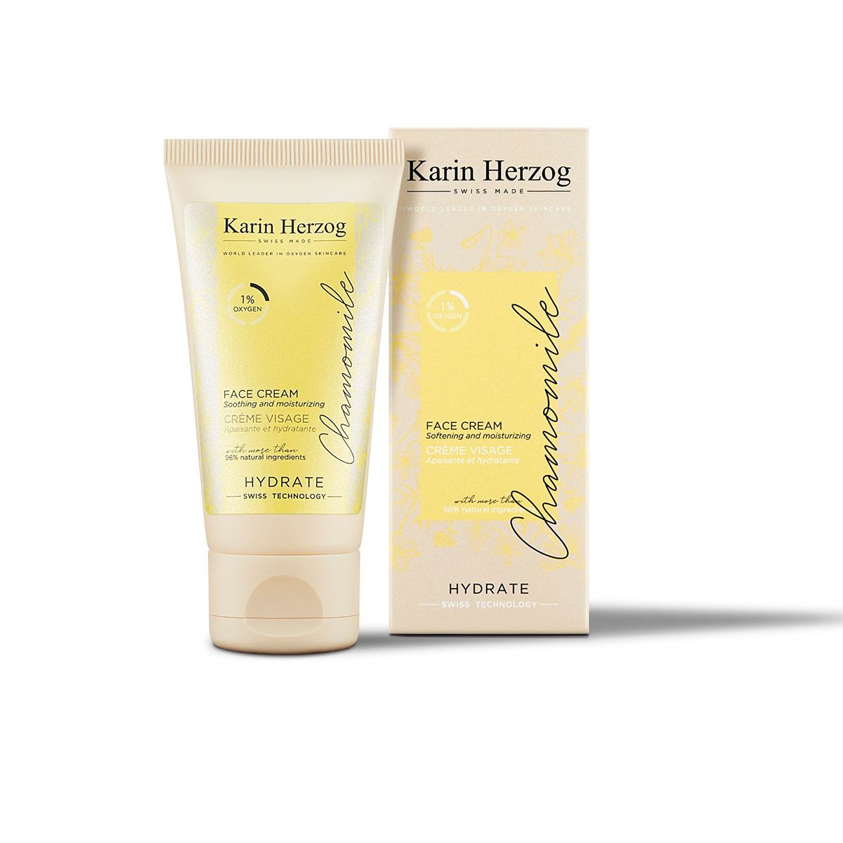 Crème visage à la camomille Karin Herzog - Oxygène 1% 35ml