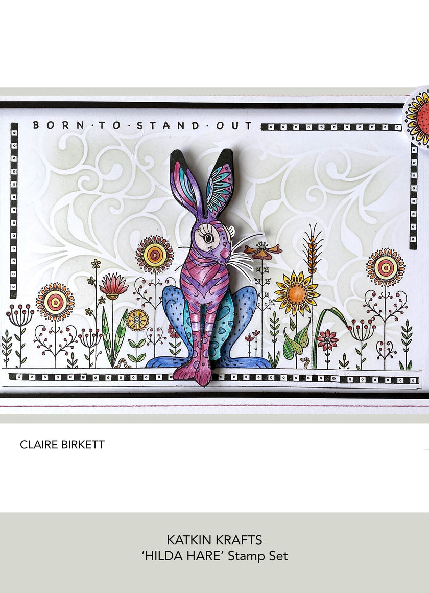 Katkin Krafts Hilda 6 in x 8 in Clear Stamp Set