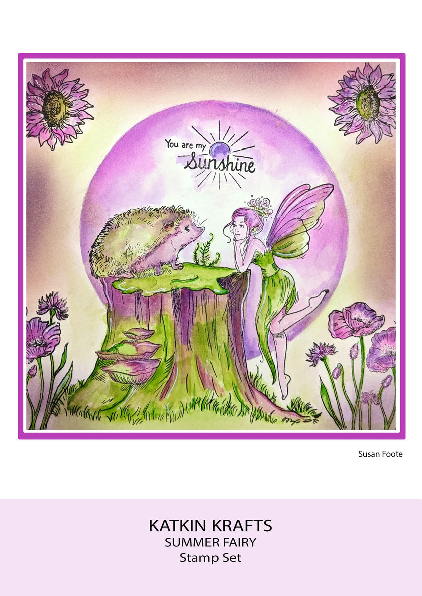 Katkin Krafts Summer Fairy 6 in x 8 in Clear Stamp Set
