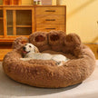 Fluffy Paw-Shaped Dog Bed – Warm Fleece Kennel for Medium & Large Dogs (Dark Coffee, Light Gray, Pink | M–3XL)